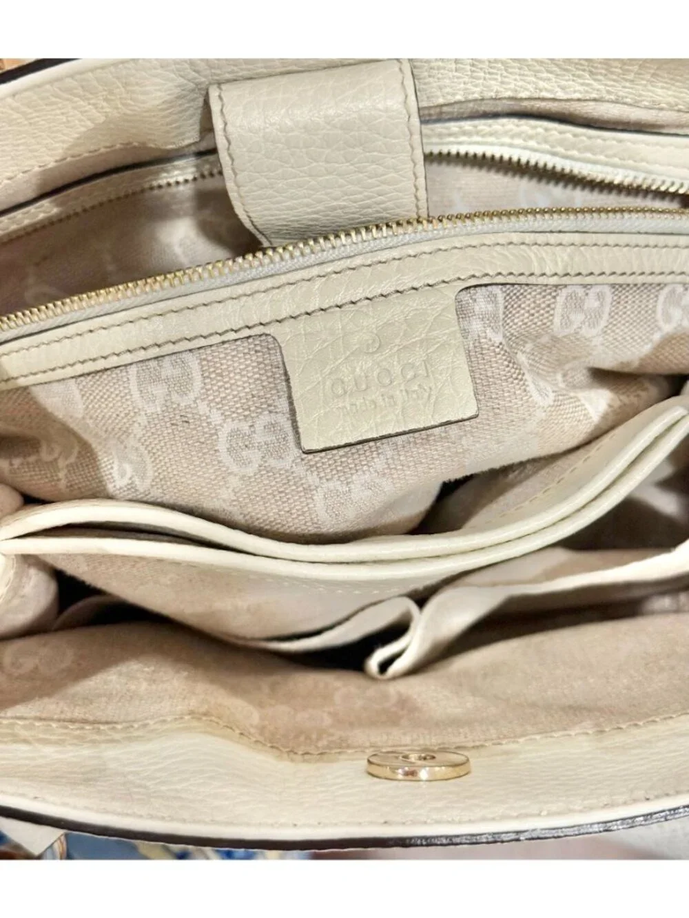 Gucci White Leather Diana Bamboo Top Handle Tote Bag